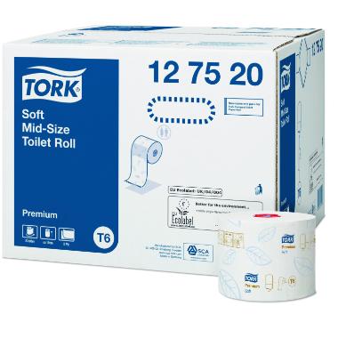 Toiletpapir Tork Premium T6 Mid-size 2-lag 90 m, 27 ruller.