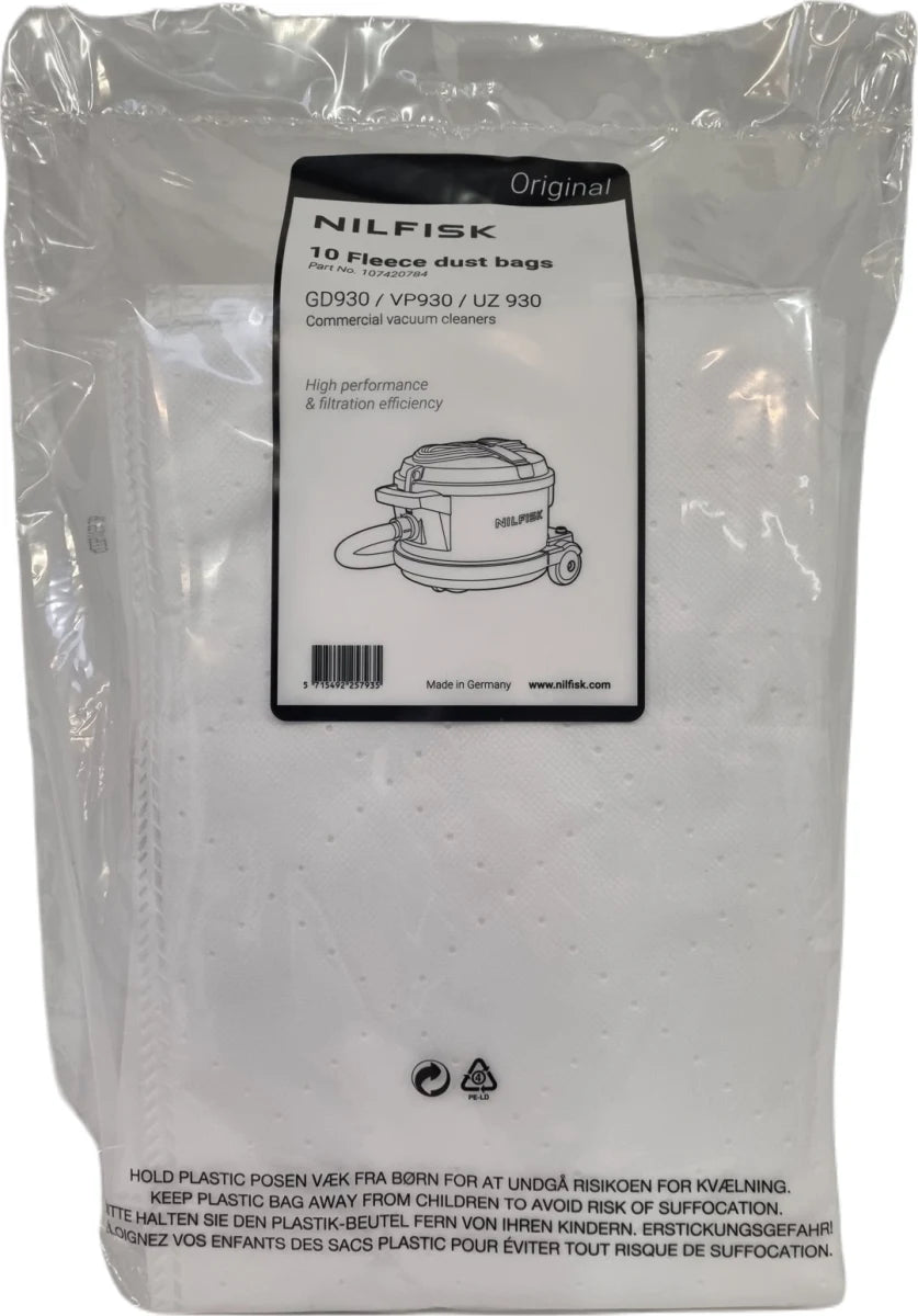 Nilfisk VP930 Støvsugerposer, fleece Pakke med 10 poser