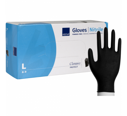 Nitril handsker pudderfri Classic sort L