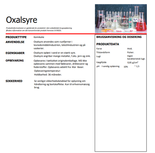 Oxalsyre 25 kg, kun afhentning - bestillingsvare.