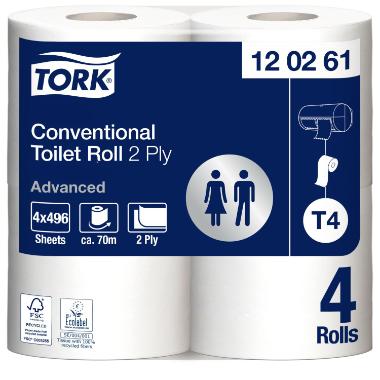Toiletpapir Tork Advanced T4 2-lag, 69,4 m / rulle